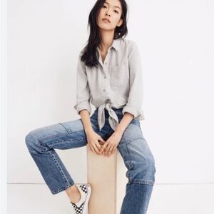 Madewell Gray Button Down Tie Shirt